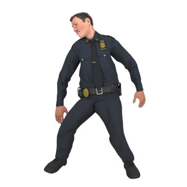 Police man isolated on white background