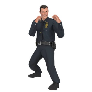 Police man isolated on white background