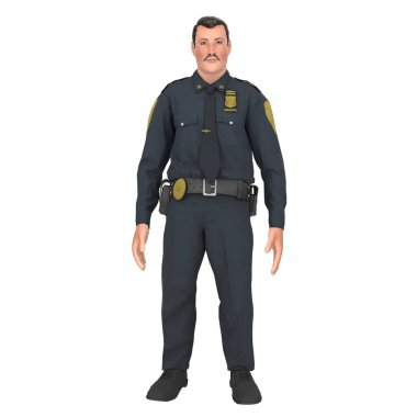 Police man isolated on white background