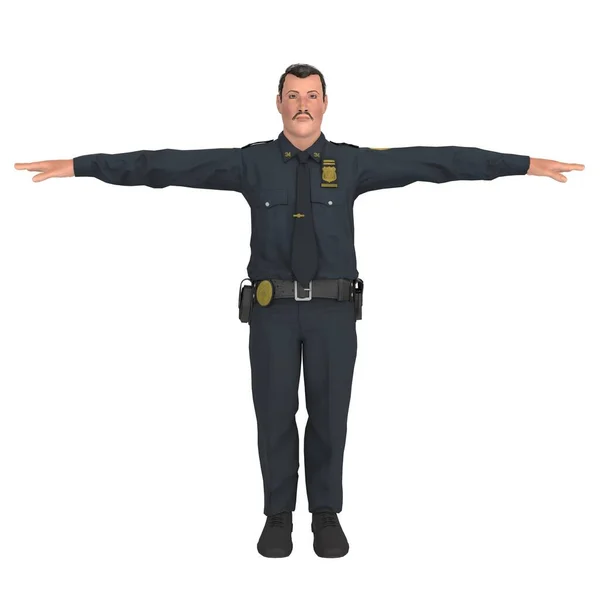 Police Man Isolated White Background — Stockfoto