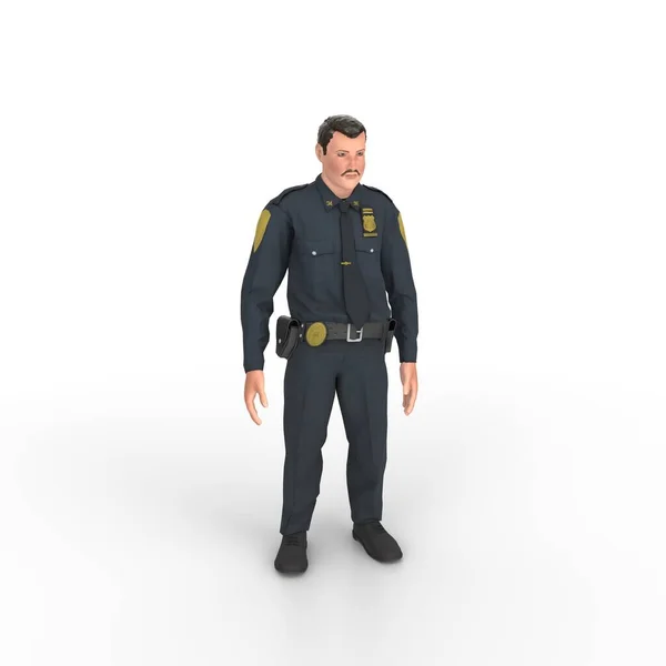 Police Man Isolated White Background — Fotografia de Stock