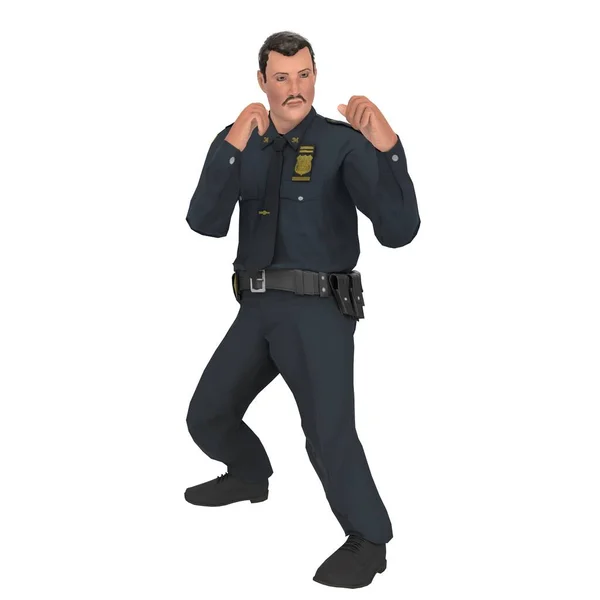 Police Man Isolated White Background — 图库照片