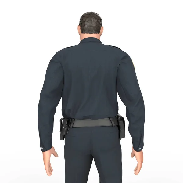 Police Man Isolated White Background — Stock Photo, Image