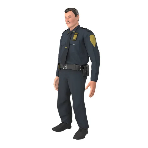 Police Man Isolated White Background — 图库照片