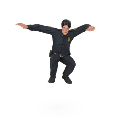 Police boy isolated on white background