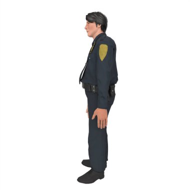 Police boy isolated on white background