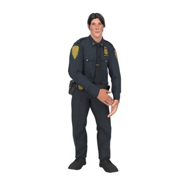 Police boy isolated on white background