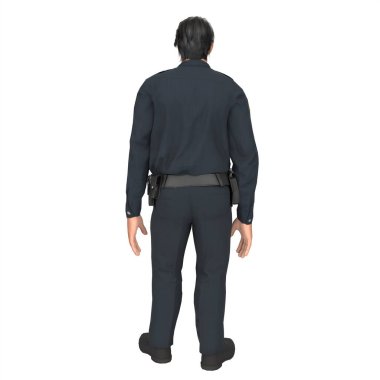 Police boy isolated on white background