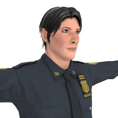 Police boy isolated on white background