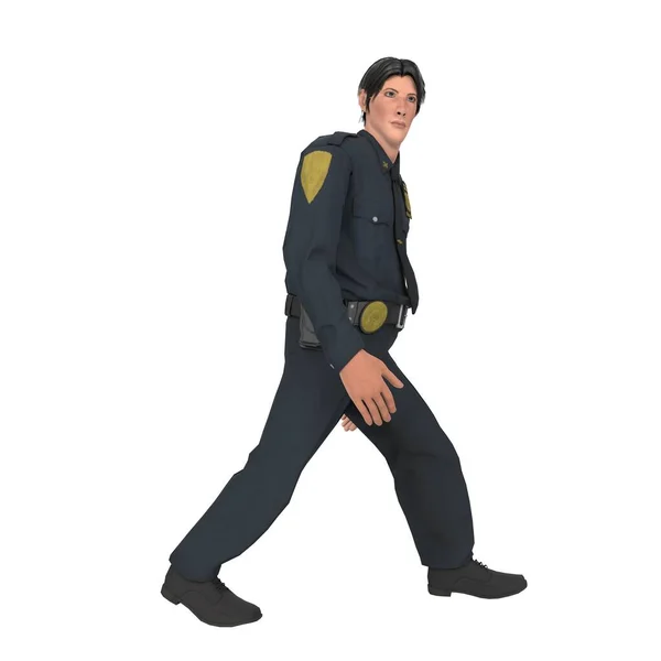 Police Boy Isolated White Background — 图库照片