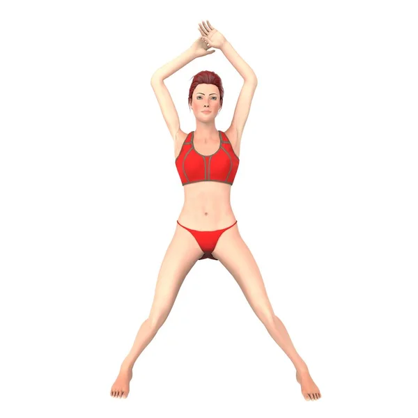 Girl Yoga Pose Isolated White Background — ストック写真