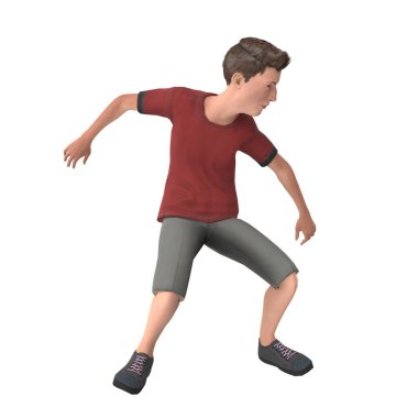 Young tall boy on white background