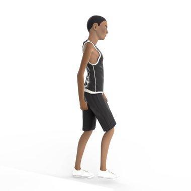 Beyaz arkaplanda izole edilmiş genç karakter