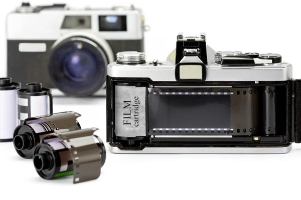 Camera with film opened back side. — Stock Photo, Image