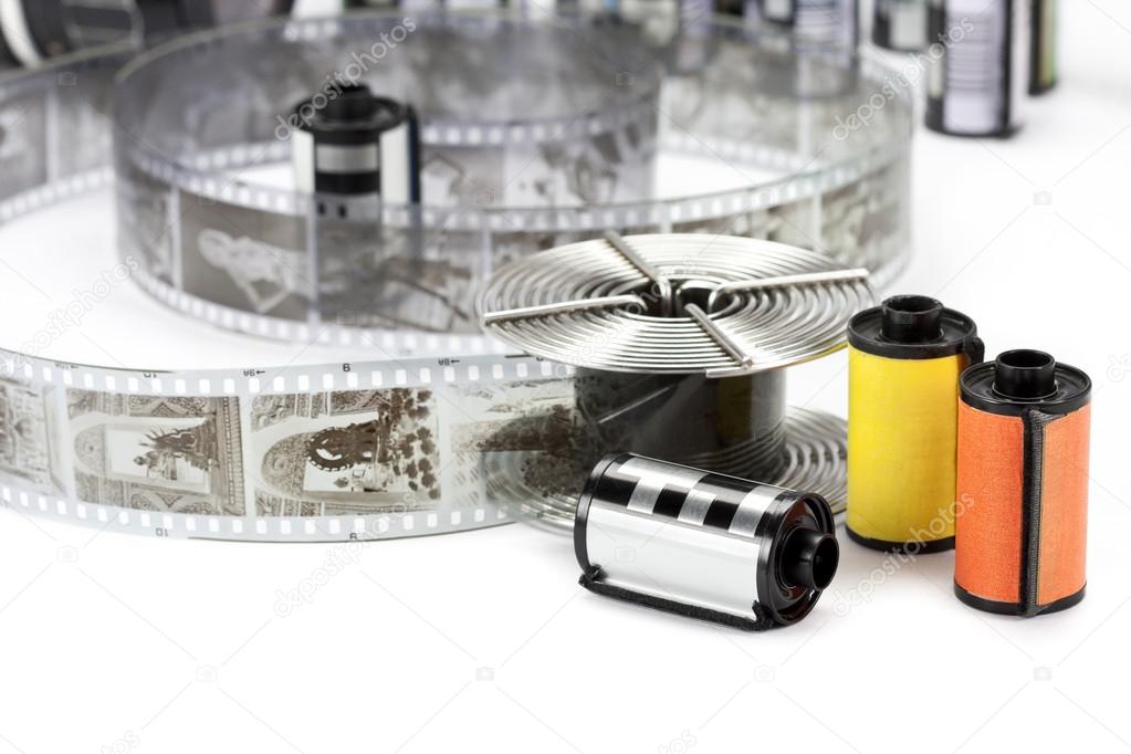 Black and white film and reel