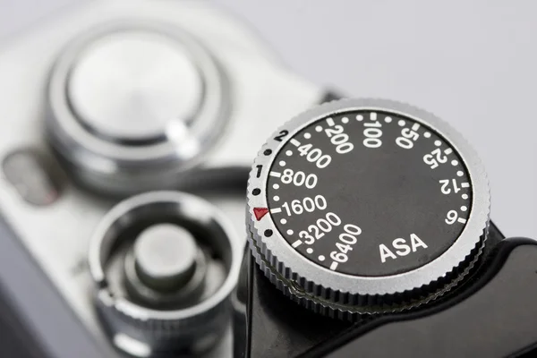 ASA markings detail on retro photo camera — Stock Photo, Image