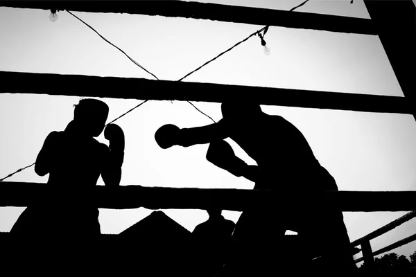 Silhouette combat de boxe — Photo