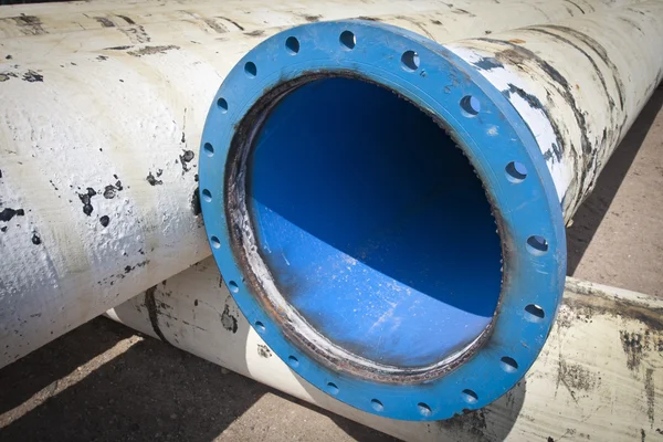 Flanges de tubulação de abastecimento da cidade de água — Fotografia de Stock