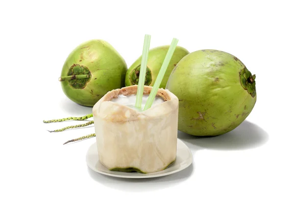 Noix de coco avec fond blanc — Photo