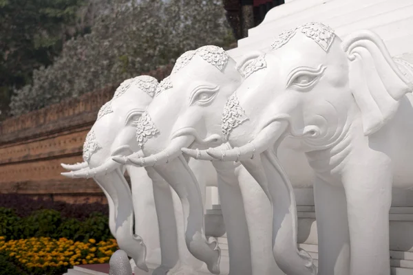 Escultura de elefantes brancos de árvore — Fotografia de Stock