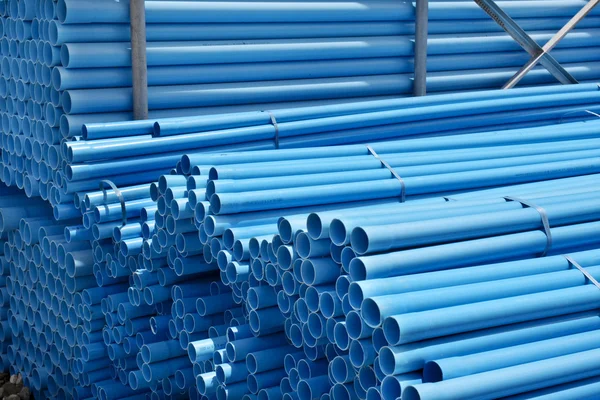 Pila de tubos de pvc azul —  Fotos de Stock
