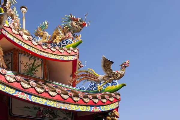 Dragon and phoenix on the templ roof — Stock Photo, Image