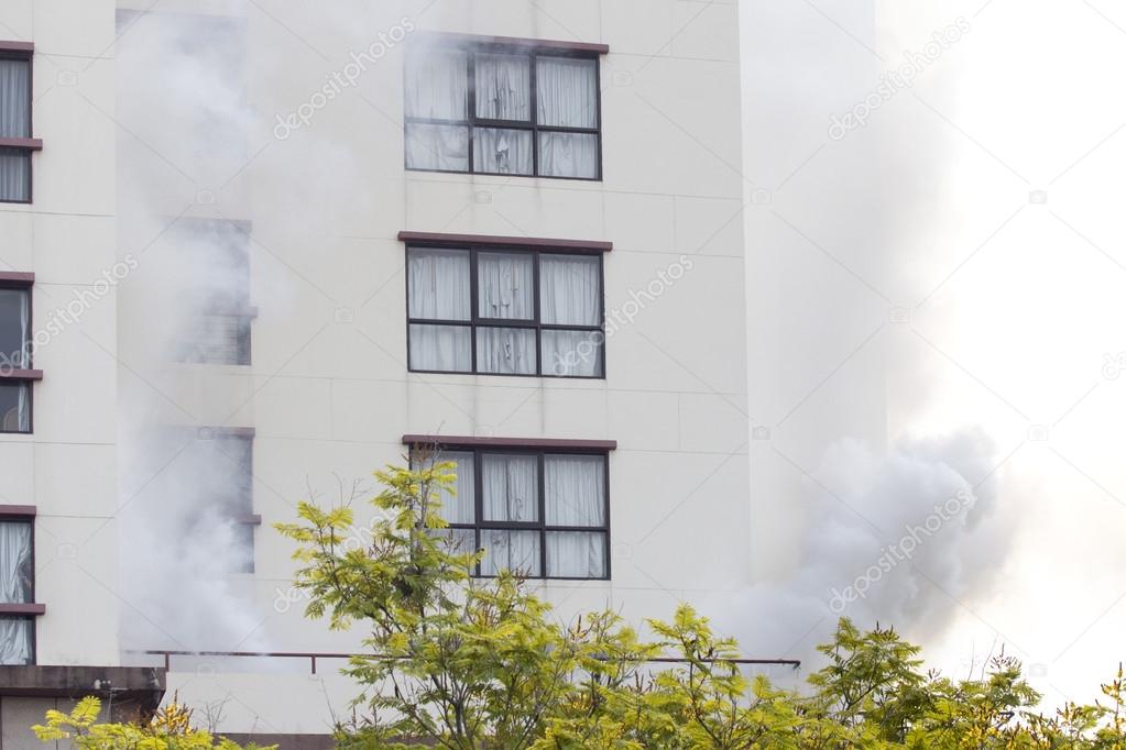 condominium or apartment burning.
