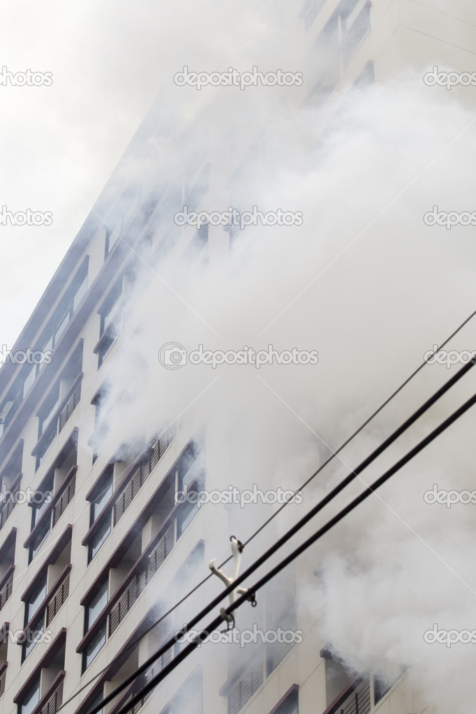 Condominium or apartment burning.