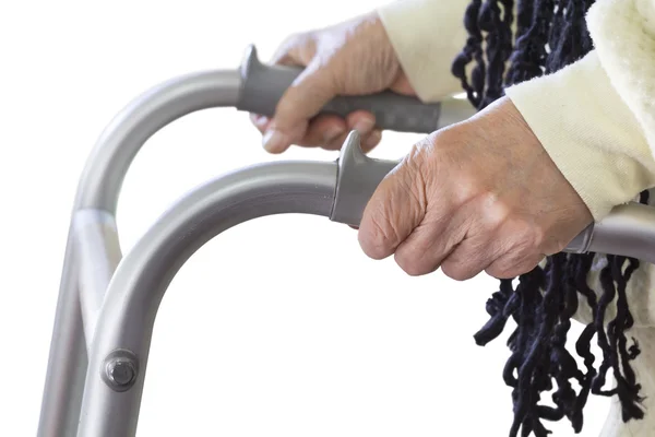 Seniorin mit Rollator unterwegs — Stockfoto