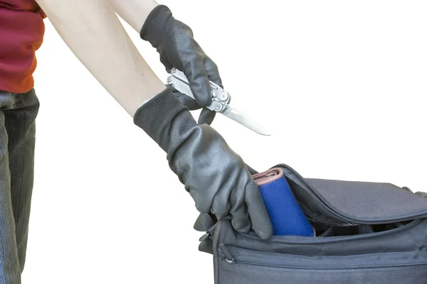 Ladro rubare portafoglio da borsetta — Foto Stock
