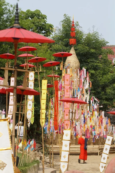 Bandera colgada en el festival Songkran, Tailandia —  Fotos de Stock