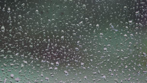 Krople Deszczu Okienku Okiennym Dzień Deszczowy Ulewny — Wideo stockowe
