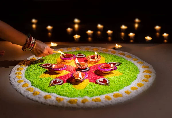 Diwali Είναι Ένα Φεστιβάλ Των Εορτασμών Φώτα Από Ινδουιστές Jains — Φωτογραφία Αρχείου
