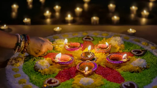 Diwali Festiwal Świateł Obchodzony Przez Hindusów Jainów Sikhów Niektórych Buddystów — Zdjęcie stockowe