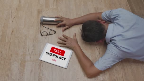 Detección Accidentes Por Caídas Médicas Alerta Que Hombre Mayor Cayendo — Vídeos de Stock