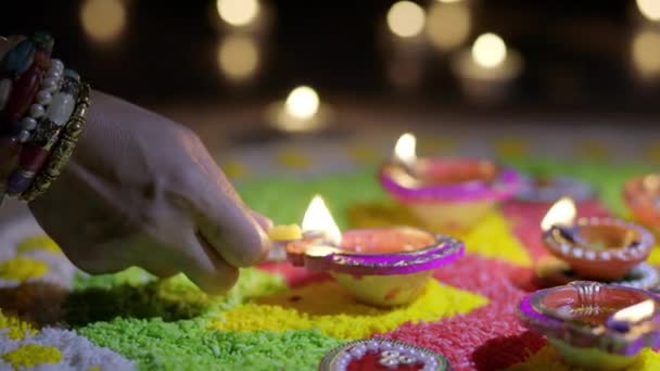 Diwali Hinduların Jainlerin Sikhlerin Bazı Budistlerin Bir Işık Festivali — Stok video