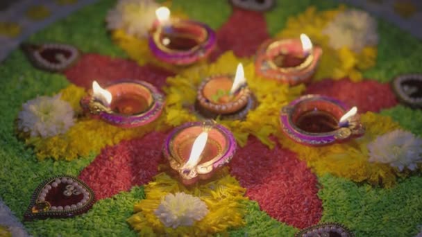 Diwali Hinduların Jainlerin Sikhlerin Bazı Budistlerin Bir Işık Festivali — Stok video