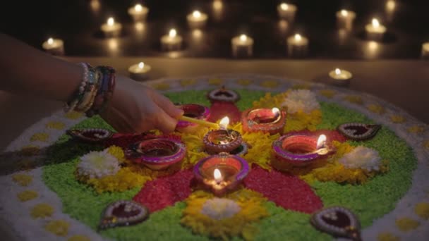 Diwali Festiwal Świateł Obchodzony Przez Hindusów Jainów Sikhów Niektórych Buddystów — Wideo stockowe
