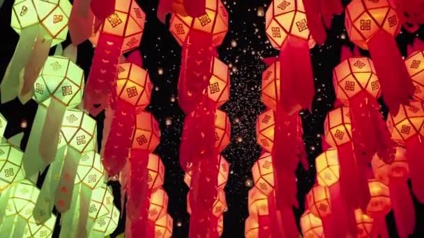 Yee Peng Festival Lanternas Papel Decoradas Estrada Tha Phae Chiang — Vídeo de Stock