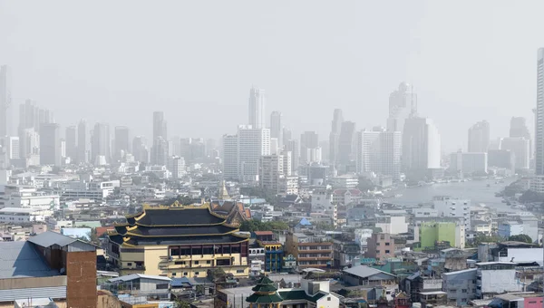 Downtown Skyscrapers City Bankok Poor Visibility Smog Caused Dust Smoke — 图库照片