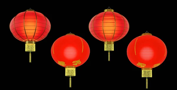 暗闇の中でお祝いのための中国の旧正月の提灯 3Dレンダリング — ストック写真