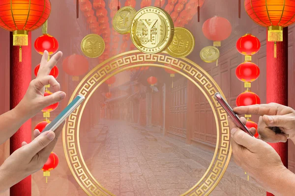 Digital Hongbao Chinese New Year Rendering — Fotografia de Stock