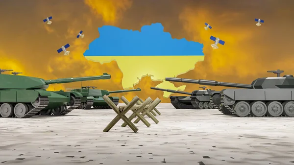 Oroszország Ukrajna Feszültség Fokozódik Határon Renderelés — Stock Fotó