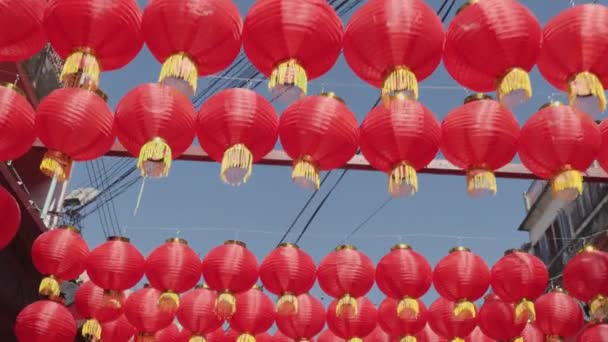 Китайский Новогодний Фонарь Районе Чайнатауна — стоковое видео