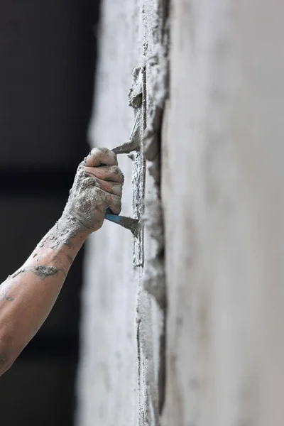 Construcción Insegura Trabajadores Migrantes Myanmar Mientras Enyesan Muro Sitio Construcción —  Fotos de Stock