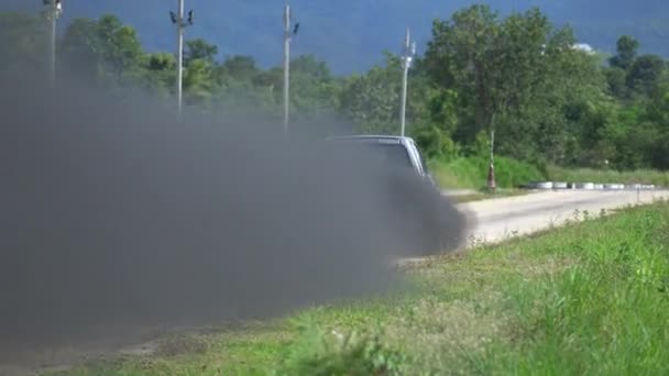 Air Pollution Diesel Vehicle Exhaust Pipe Road — стоковое видео