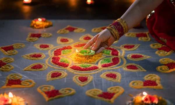 Happy Diwali Diya Lamps Lit Diwali Celebration — Stock Photo, Image