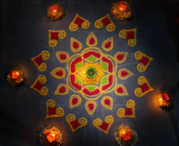 Happy Diwali Lámparas Diya Encendidas Durante Celebración Diwali — Foto de Stock