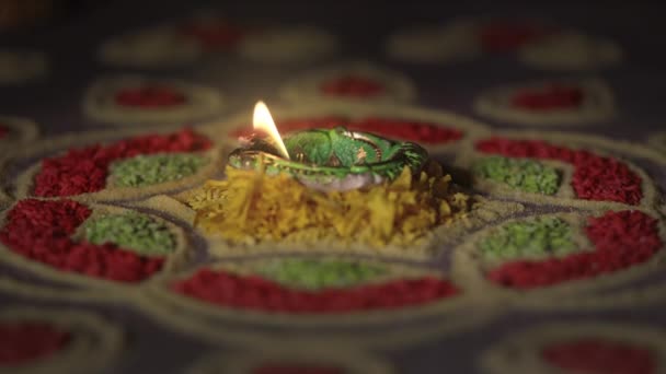 Las Lámparas Arcilla Diya Encendidas Durante Celebración Del Diwali Diwali — Vídeos de Stock