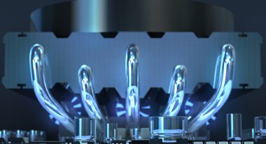 elektronik devre ve radyatör, arka plan odağını üzerinde fan